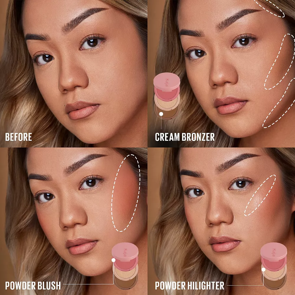 Kaja Face Bento Cream Bronzer, Powder Blush & Highlighter Sculpting Trio - Image 5